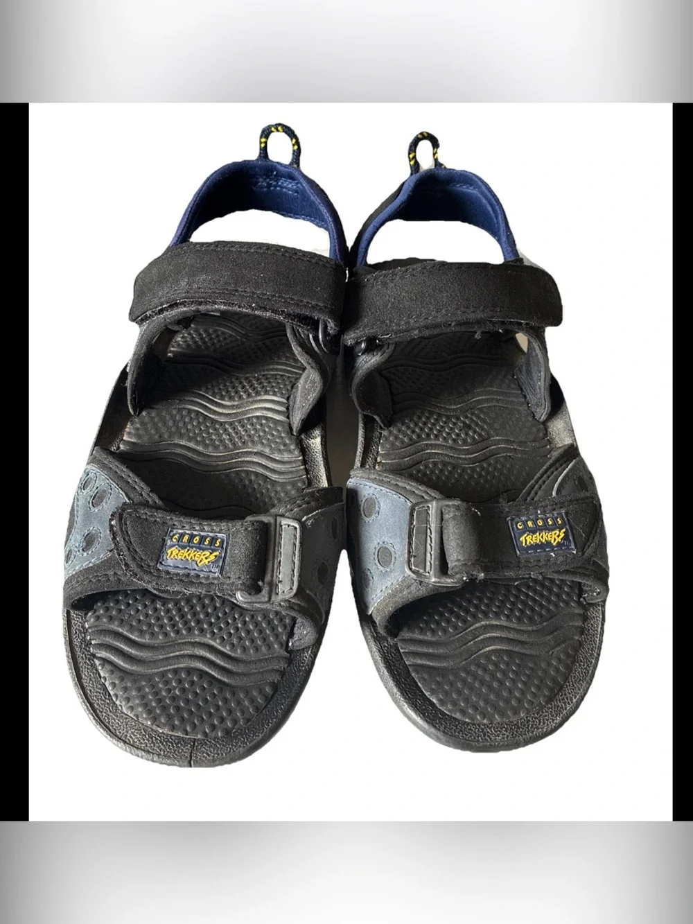 Cross Trekkers-Men’s Sandals Black Synthetic Sport Velcro Slingback Hiking Sz 11